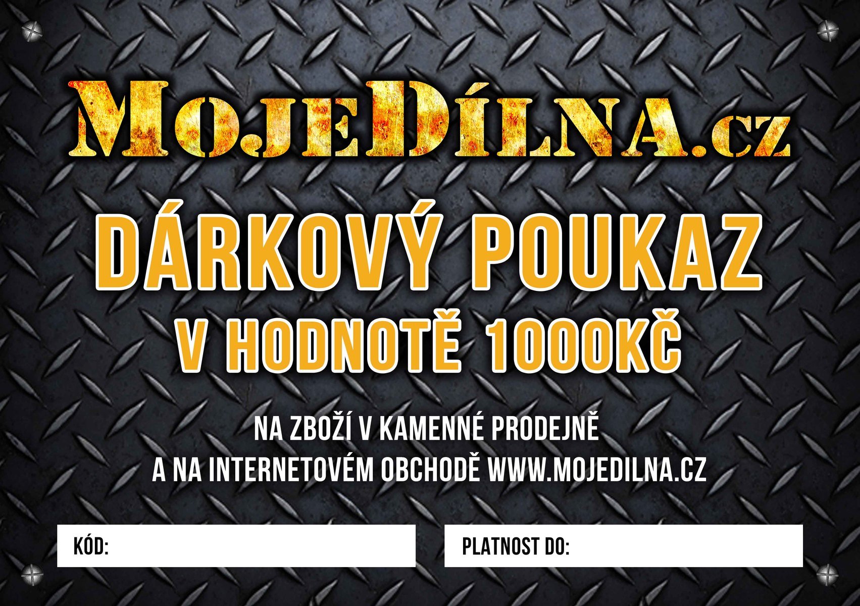 Dárkový poukaz MojeDílna.cz v hodnotě 1000 Kč - online