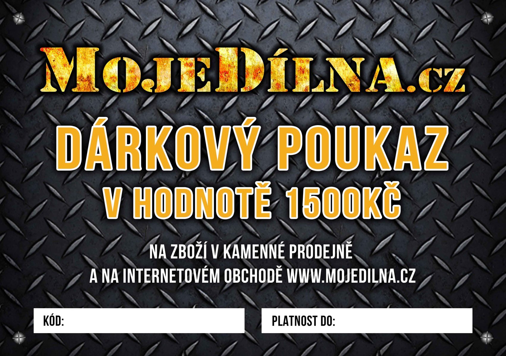 Dárkový poukaz MojeDílna.cz v hodnotě 1500 Kč - online