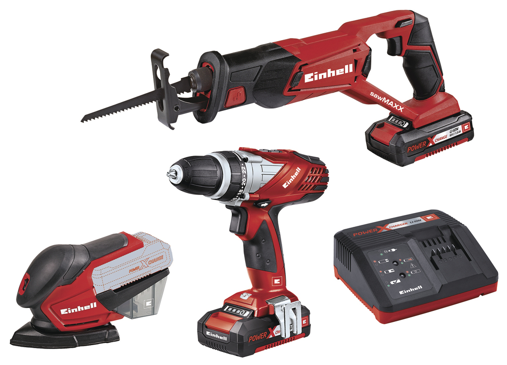Sada AKU nářadí - ocaska+bruska+vrtačka TE-TK 18 Li Einhell Expert Plus