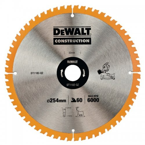 Pilový kotouč 254x30mm 60z ATB 7° DeWALT DT1182 DT1182